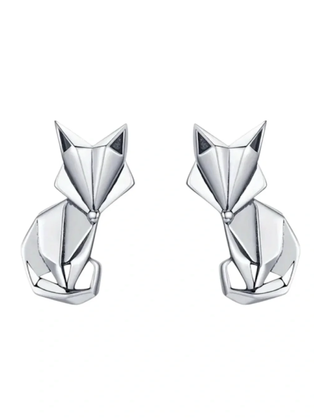 Sterling Silver Abstract Fox Stud Earrings